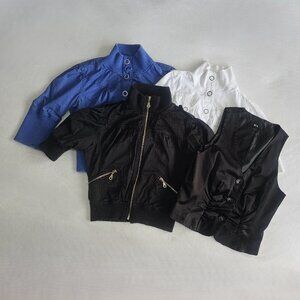 Collection of 3 women's short-sleeved high-neck jackets, and vest